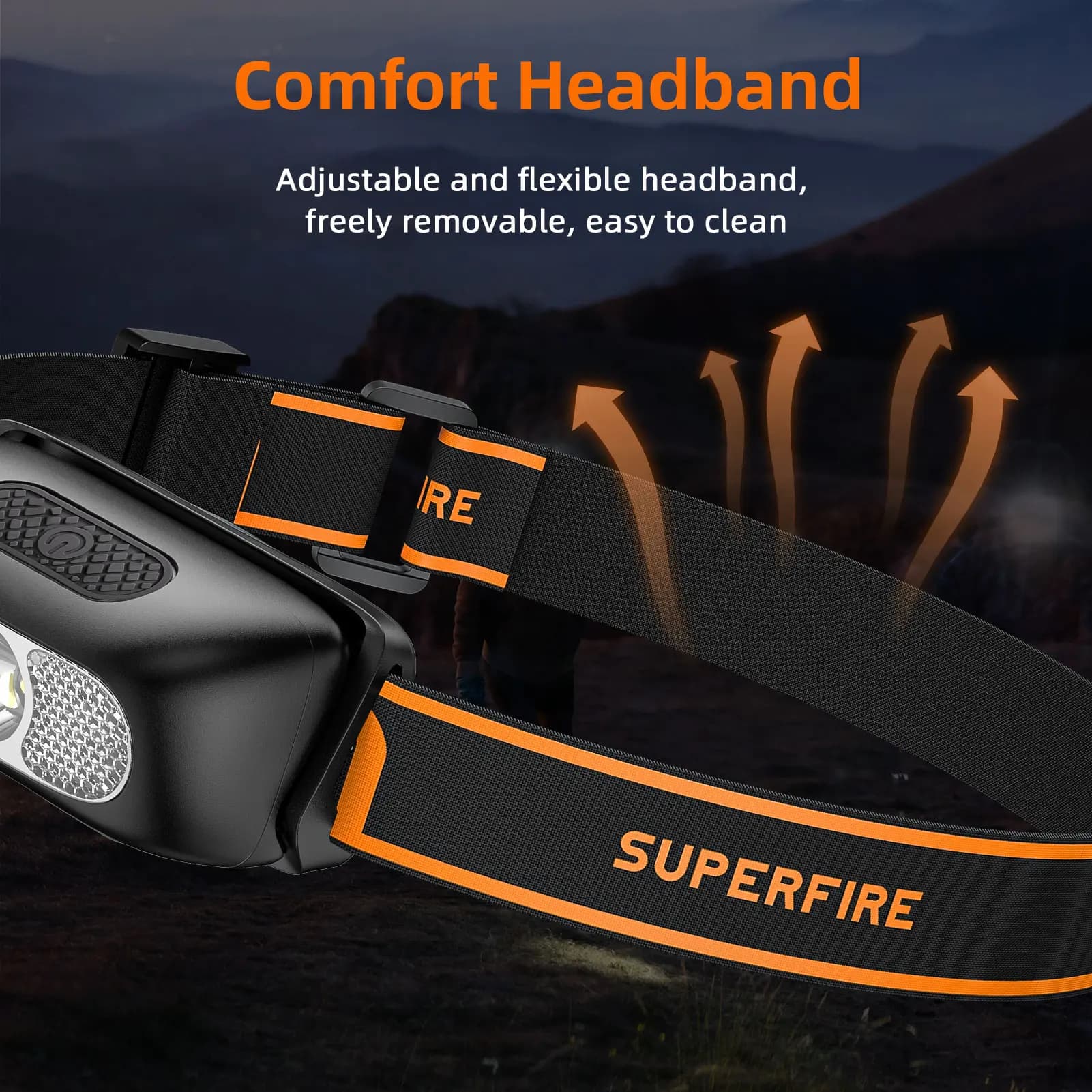 Lampe frontale LED rechargeable puissante SUPERFIRE HL05 Series Mini avec capteur, idéale pour la pê