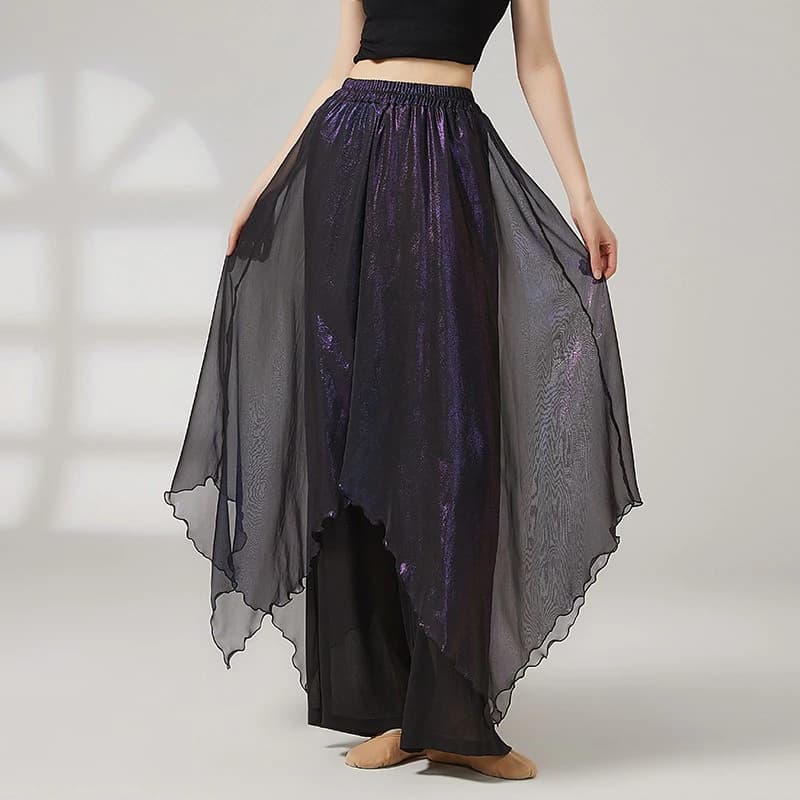 Costume de danse classique-pantalon double couche fluide, robe de performance ample, pantalon jupe à
