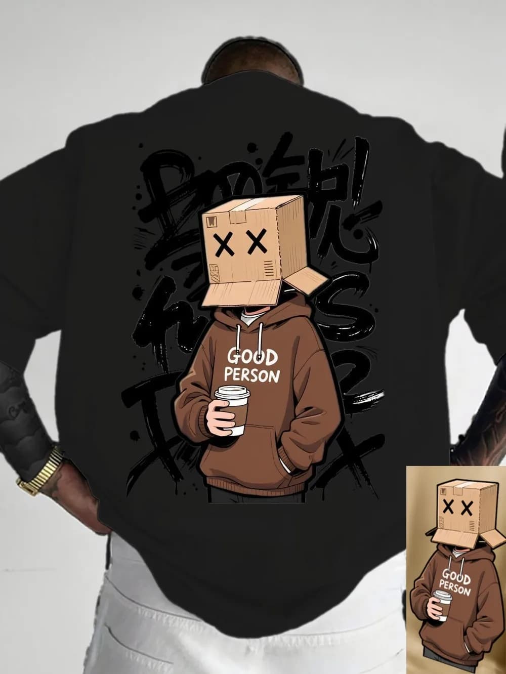 T-shirt col rond pour hommes, confortable et respirant, avec lettres de personnage de dessin animé a