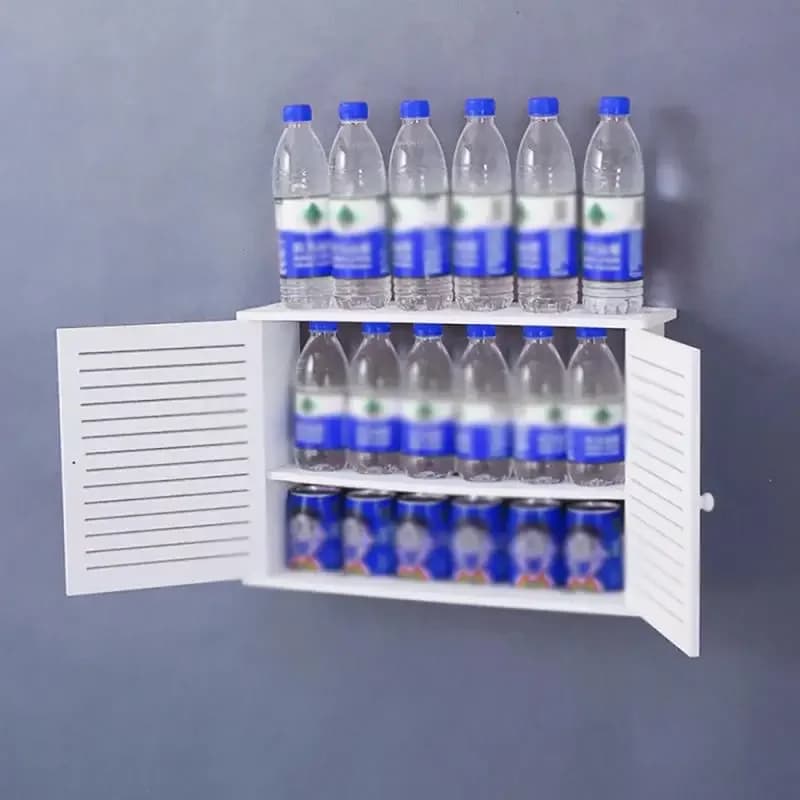 Étagère murale à double couche sans poinçon, boîtier décodeur TV, boîte de rangement pour routeur Wi