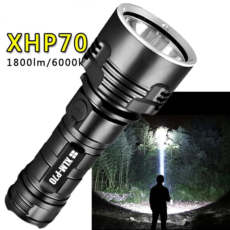 Lampe de poche Led haute puissance Super lumineuse P70, Rechargeable par USB, étanche, batterie 2665