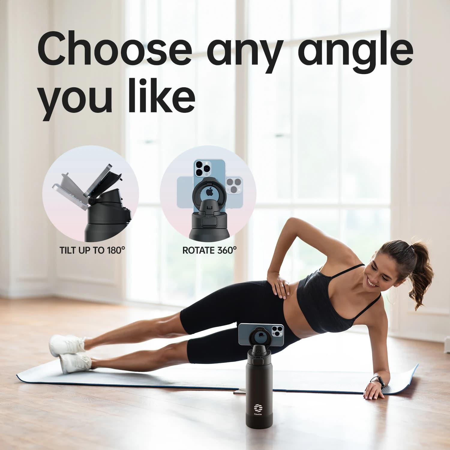 Bouteille isotherme magnétique Fjbottle en acier inoxydable, gourde de sport avec support magnétique