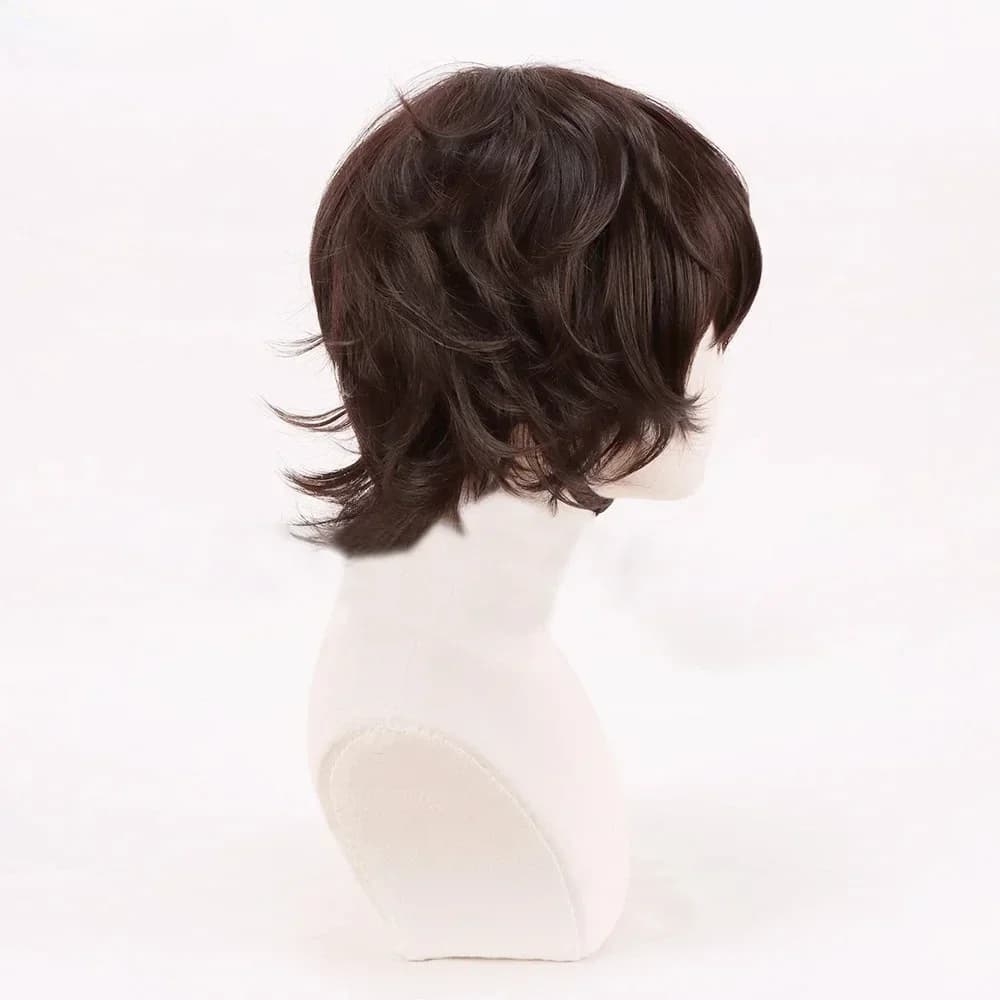 Anime Dazai Osamu perruque Cosplay brun foncé court bouclés Dazai Osamu Cosplay perruque résistant à