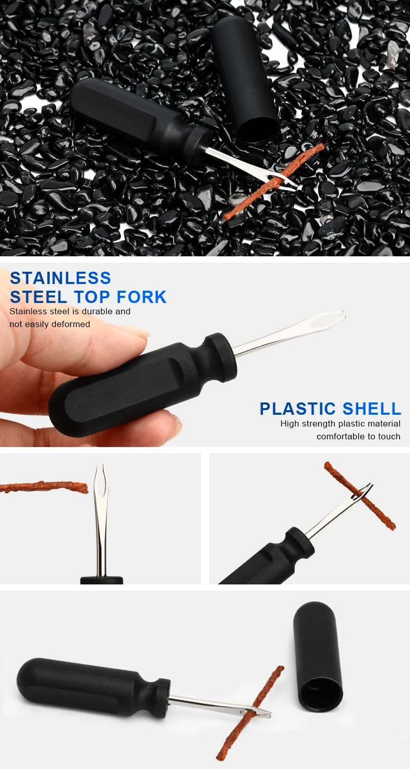 Kit de réparation de pneus de vélo sans chambre à air, avec bandes de caoutchouc, colle urgente Port