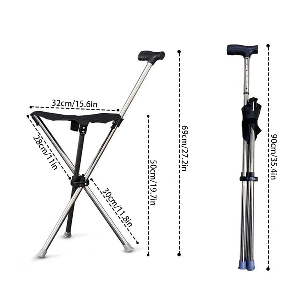 Canne pliable, siège facile à transporter, tabouret Portable, chaise pliante, poignée antidérapante,