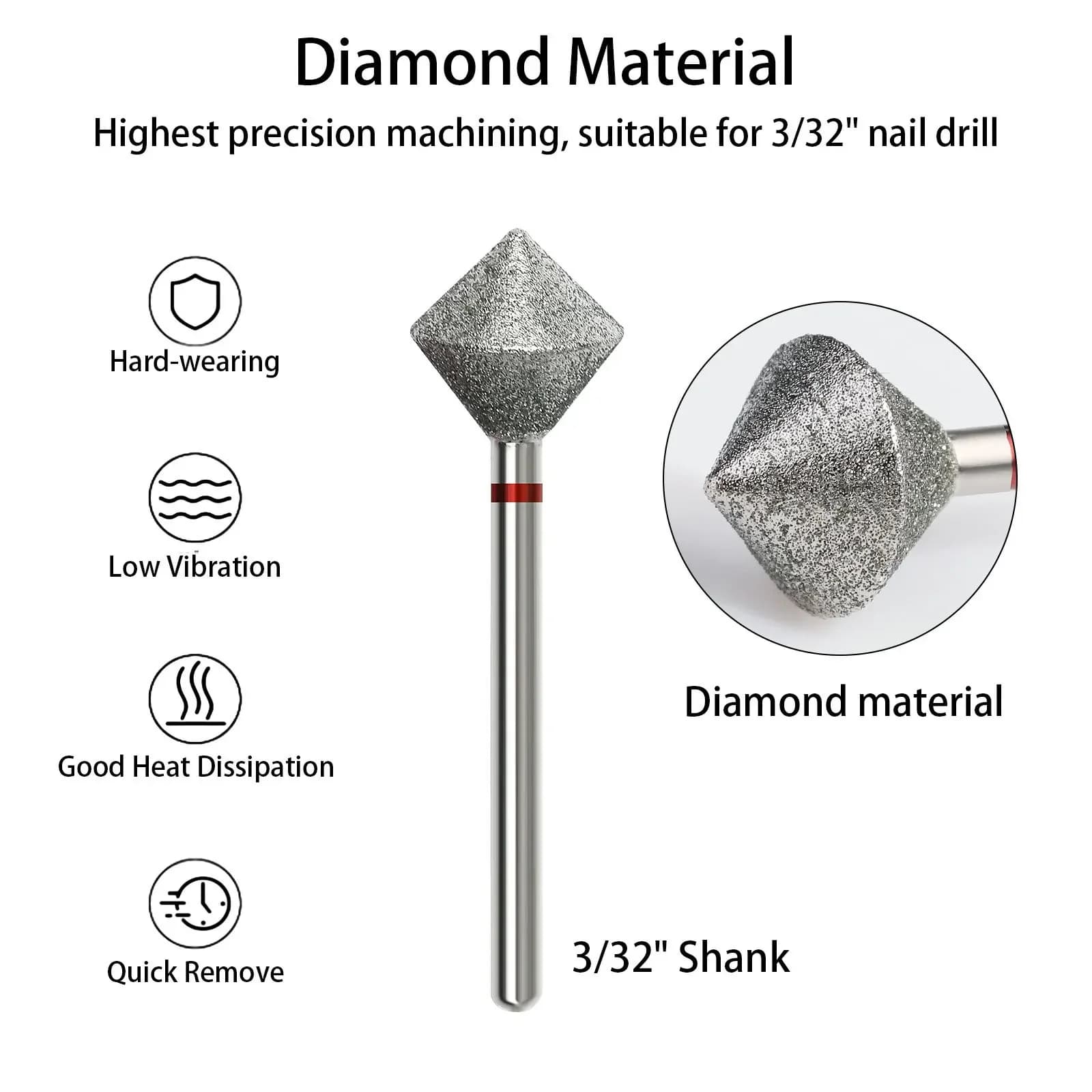 C Radians diamant foret à ongles outil de coupe de bord d'ongle diamant sable polissage accessoires 