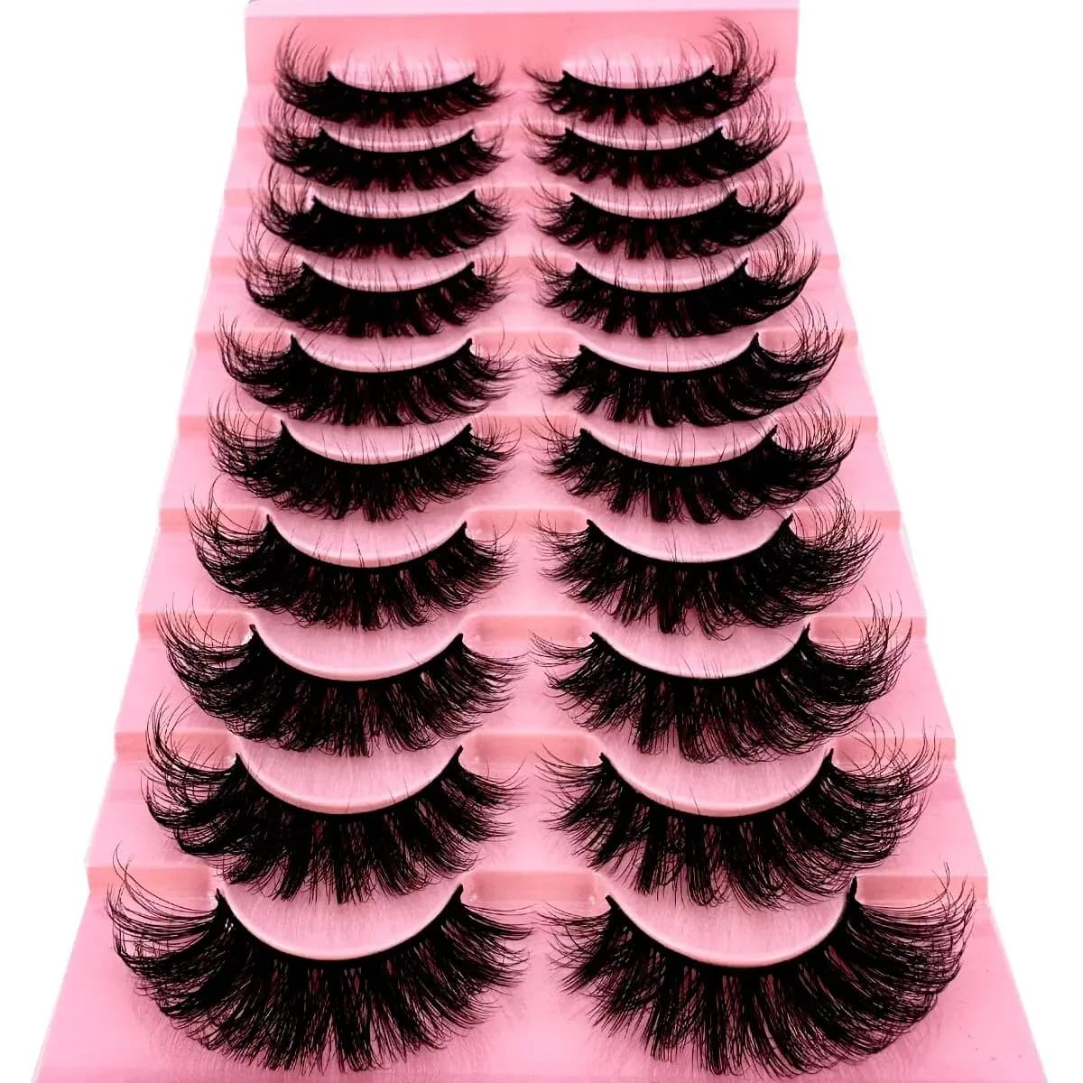Faux-Cils en Faux Vison 8D Effet Oeil de Chat, Pack de Cils Volumineux, Touffus, Dramatique, Longs, 