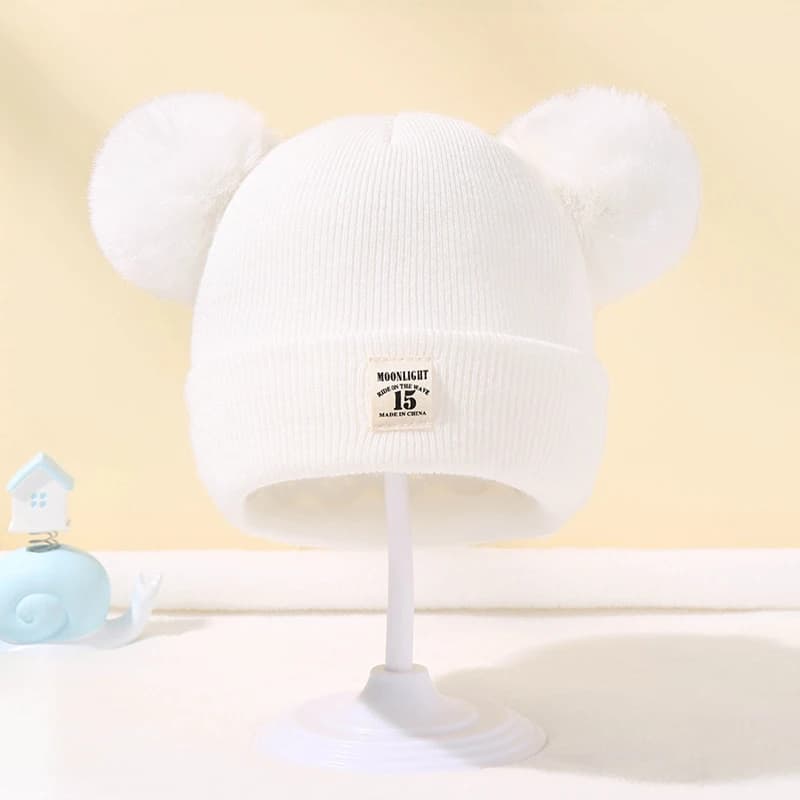 Automne hiver bébé chaud tricoté chapeaux avec Pom enfants tricot bonnet chapeau couleur unie enfant