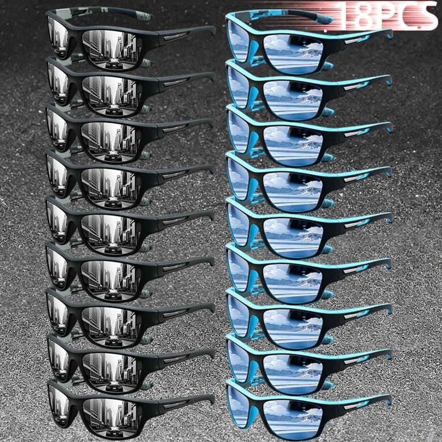 18 Paires de Lunettes de Soleil Sport Vintage Tendance avec Monture Camouflage pour Hommes et Femmes
