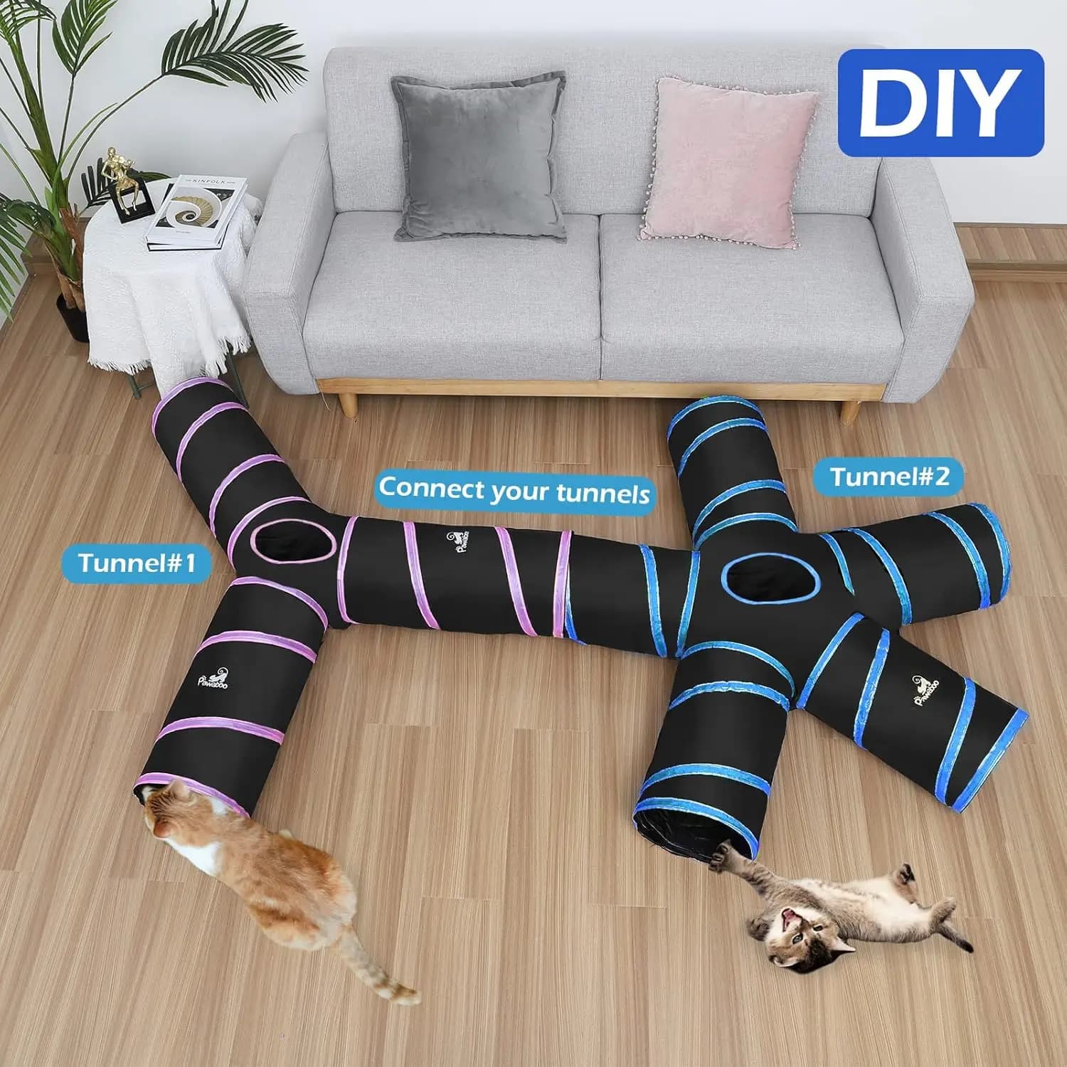 Pawaboo – jouets pour chats, Tube Tunnel pour chat, tente de jeu extensible et pliable, jouet intera