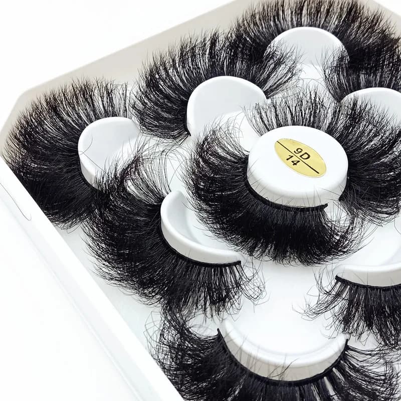 Nouveau 5 paires 15-25mm 3D cils de vison en gros faux cils naturels, Extension de cils en gros en v