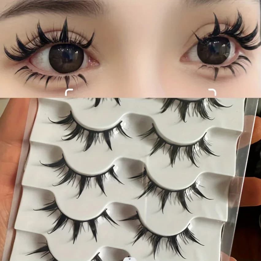 Faux cils d'inspiration d'anime, 5 paires de faux cils d'oeil de dessin animé, aspect dramatique, st