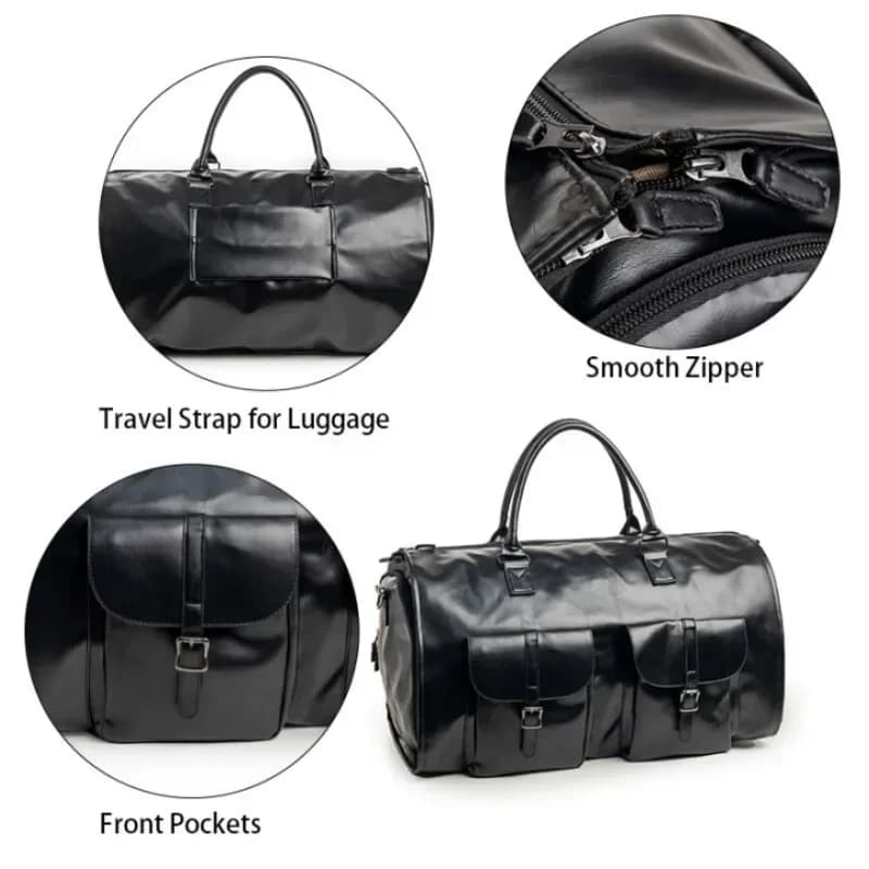 Sac de voyage d'affaires en cuir PU pour homme, grand sac de voyage convertible 2-en-1, imperméable,