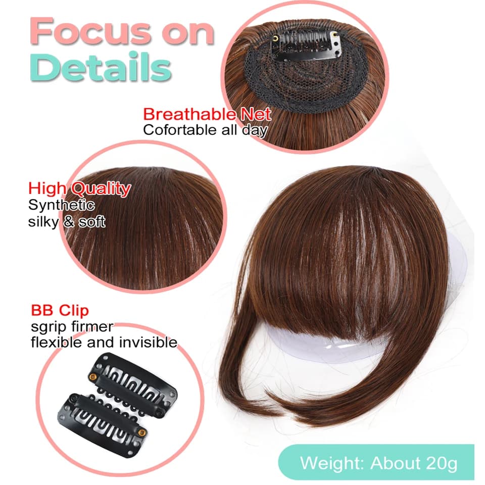 Extensions capillaires synthétiques à clipser, postiches épaisses pour femmes, fausse frange quotidi