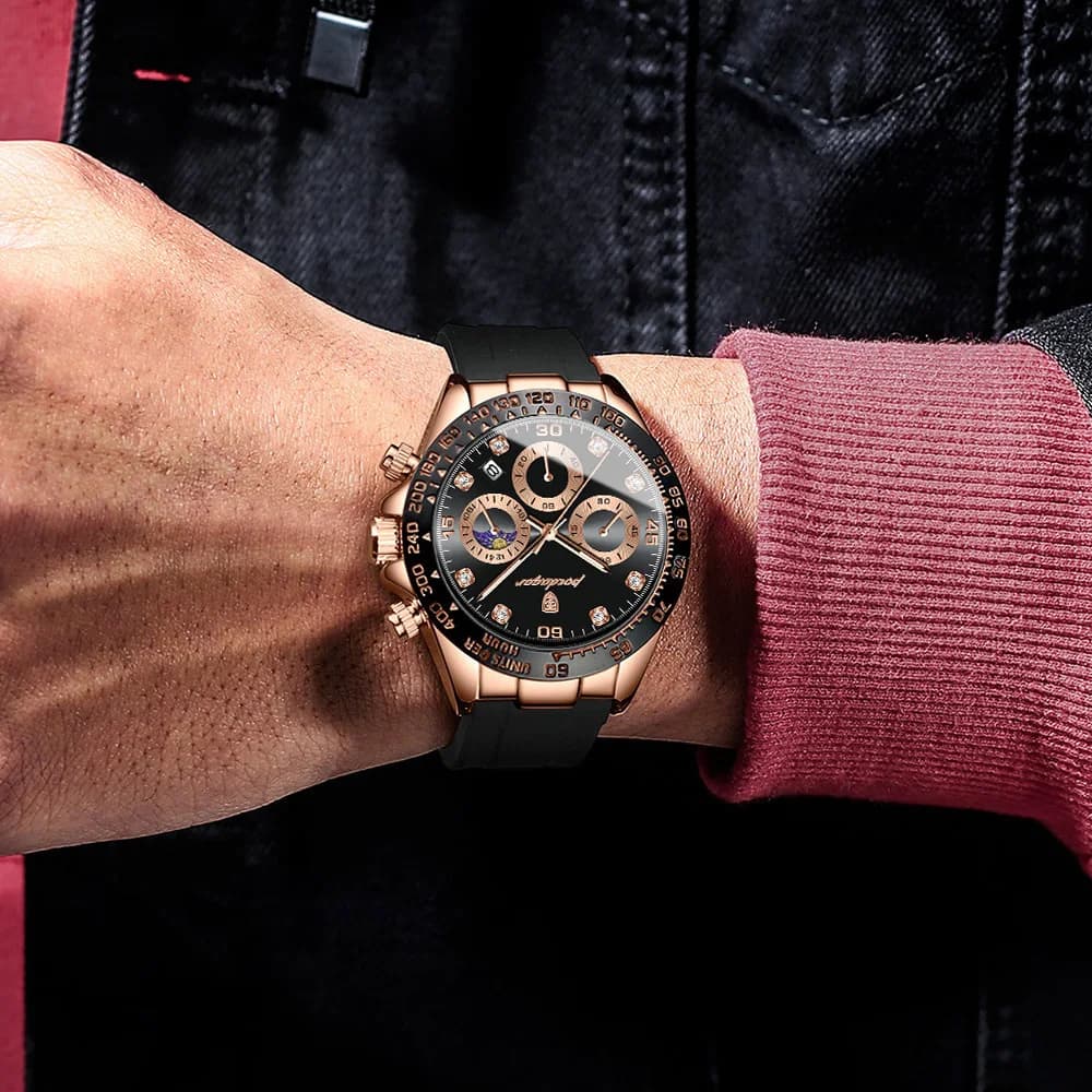 POEDAGAR mode luxe hommes montre-bracelet chronographe Date haute qualité Quartz homme montre étanch