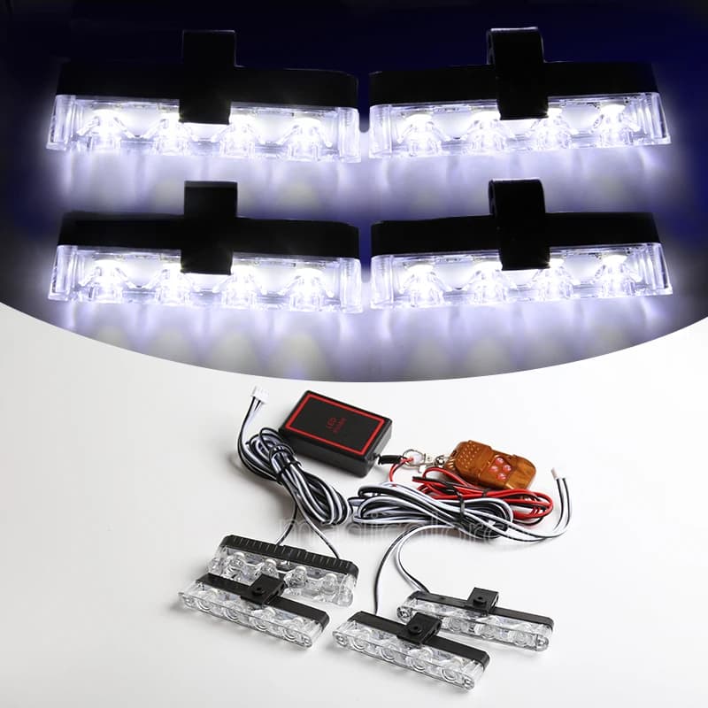 Grille voiture lumière LED stroboscopique rouge bleu d'urgence télécommande sans fil Signal Flash po