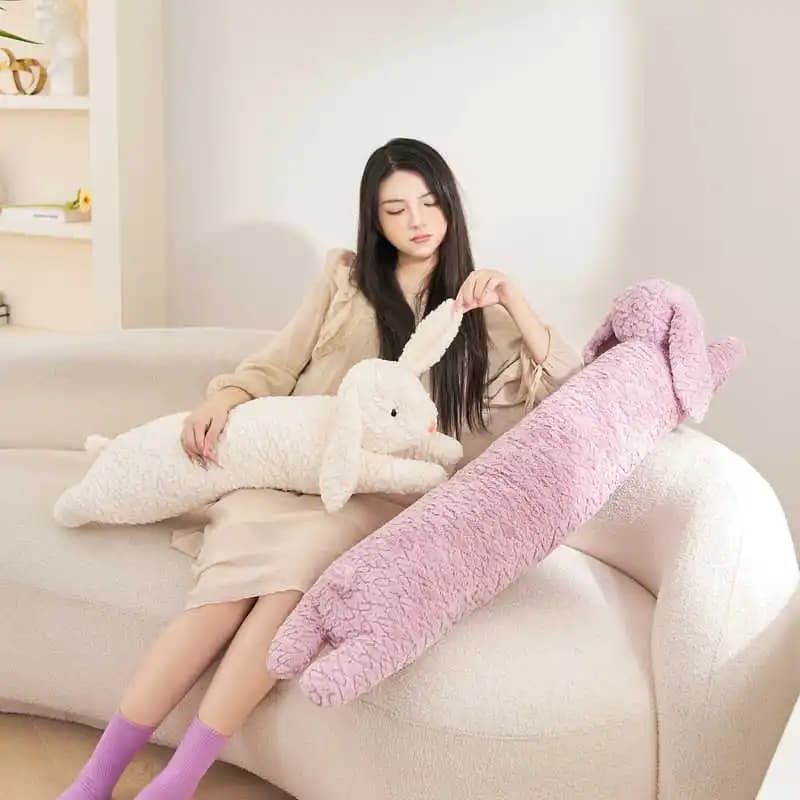 Long lapin en peluche, grand ours mignon, lapin en peluche, coussin de couchage décoratif, coussin d