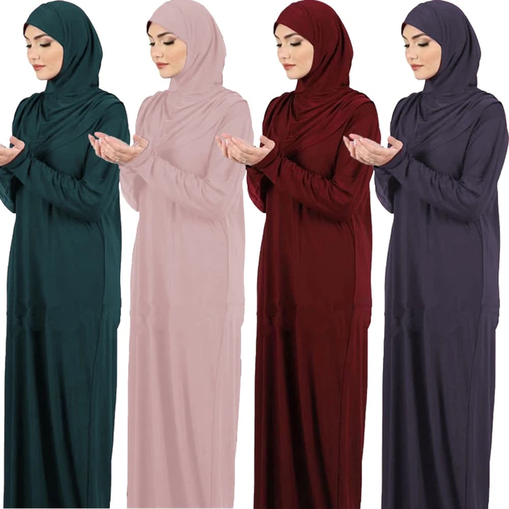 Vêtement de prière pour femmes Ramadan musulman Abaya caftan femmes Jilbab avec Hijab Abayat Islam R