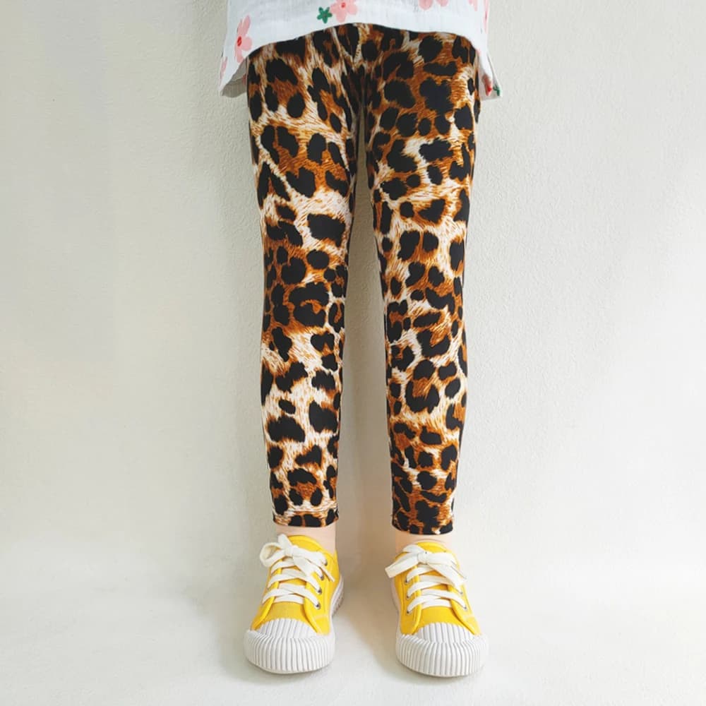 Printemps été filles Leggings enfants pantalons fleur léopard dessin animé imprimé Leggings enfants 