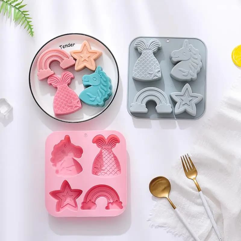 Moule à chocolat en Silicone licorne poreuse de dessin animé, sirène, gâteau aux bonbons, cuisson su