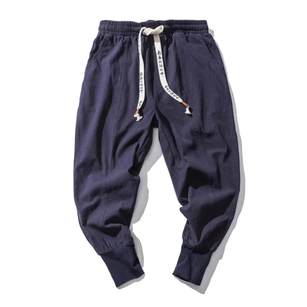 Coton lin sarouel hommes Streetwear Joggers nouveau Baggy goutte-entrejambe pantalon pantalon décont