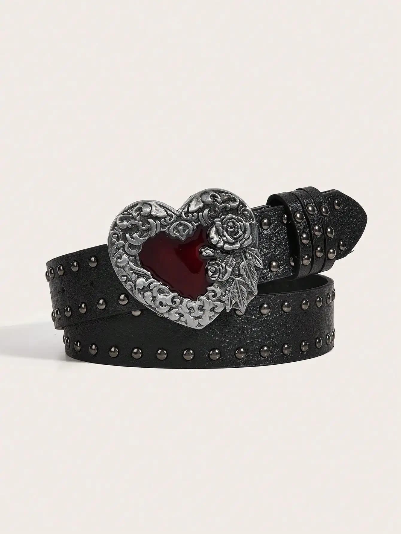 Ceinture en cuir en forme de cœur, gouttelette d'huile essentielle de Rose, décoration de rivets, st