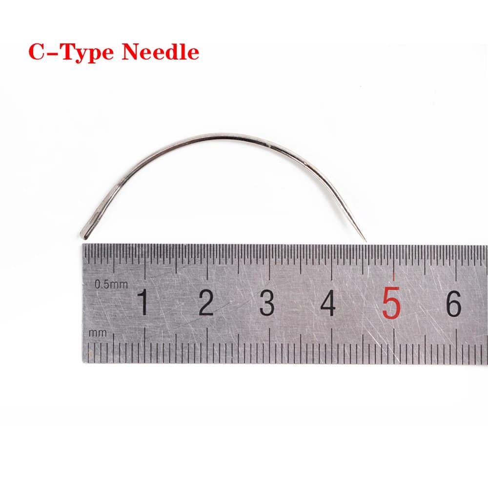 Aiguille et fil pour Extensions de cheveux, noir, marron, Beige, fils à coudre avec aiguilles incurv