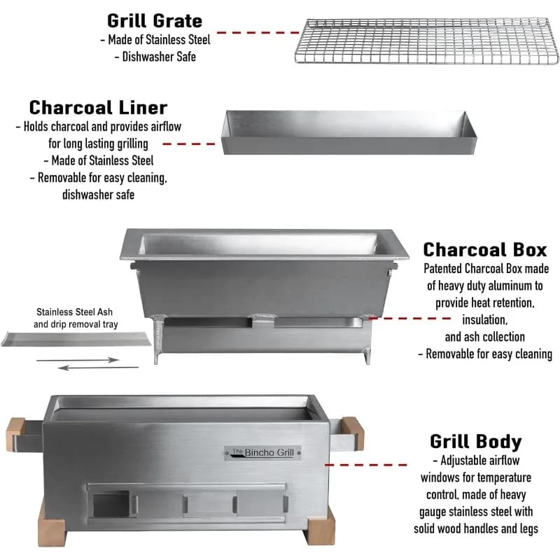 HOME.MG-168 Mini Grill Yakitori – BBQ Hibachi au charbon de bois de table de style japonais – Grill 