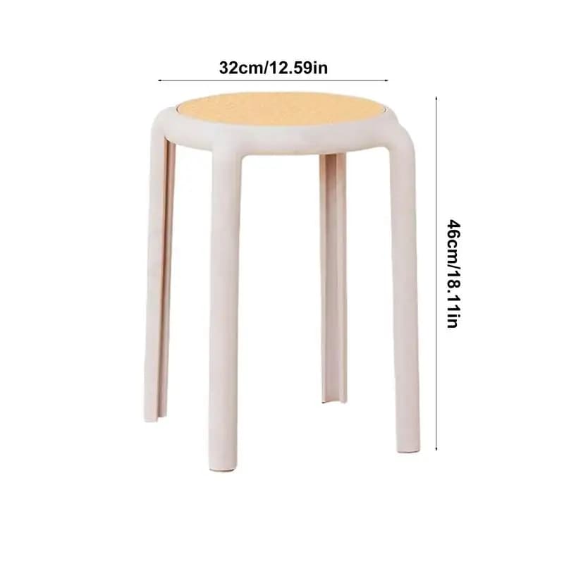 Tabouret Empilable Rond de 46cm avec Dos aux, pour Bar, Salle à Manger, PP, pour Irritation, Restaur