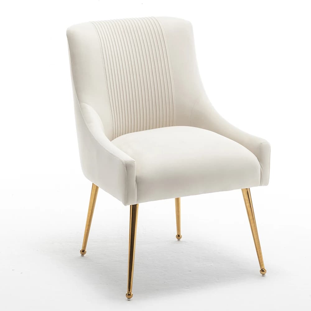SEYNAR-Chaises de Salle à Manger en Velours Modernes, Chaise d'Accent Latérale Plissée en Tonneau, p