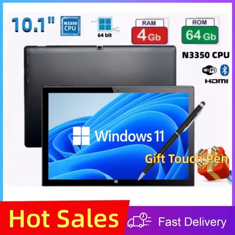Offres spéciales 64 bits AR40 10.1 pouces Windows 11 tablette PC 4GB RAM 64GB ROM Intel N3350 CPU 19