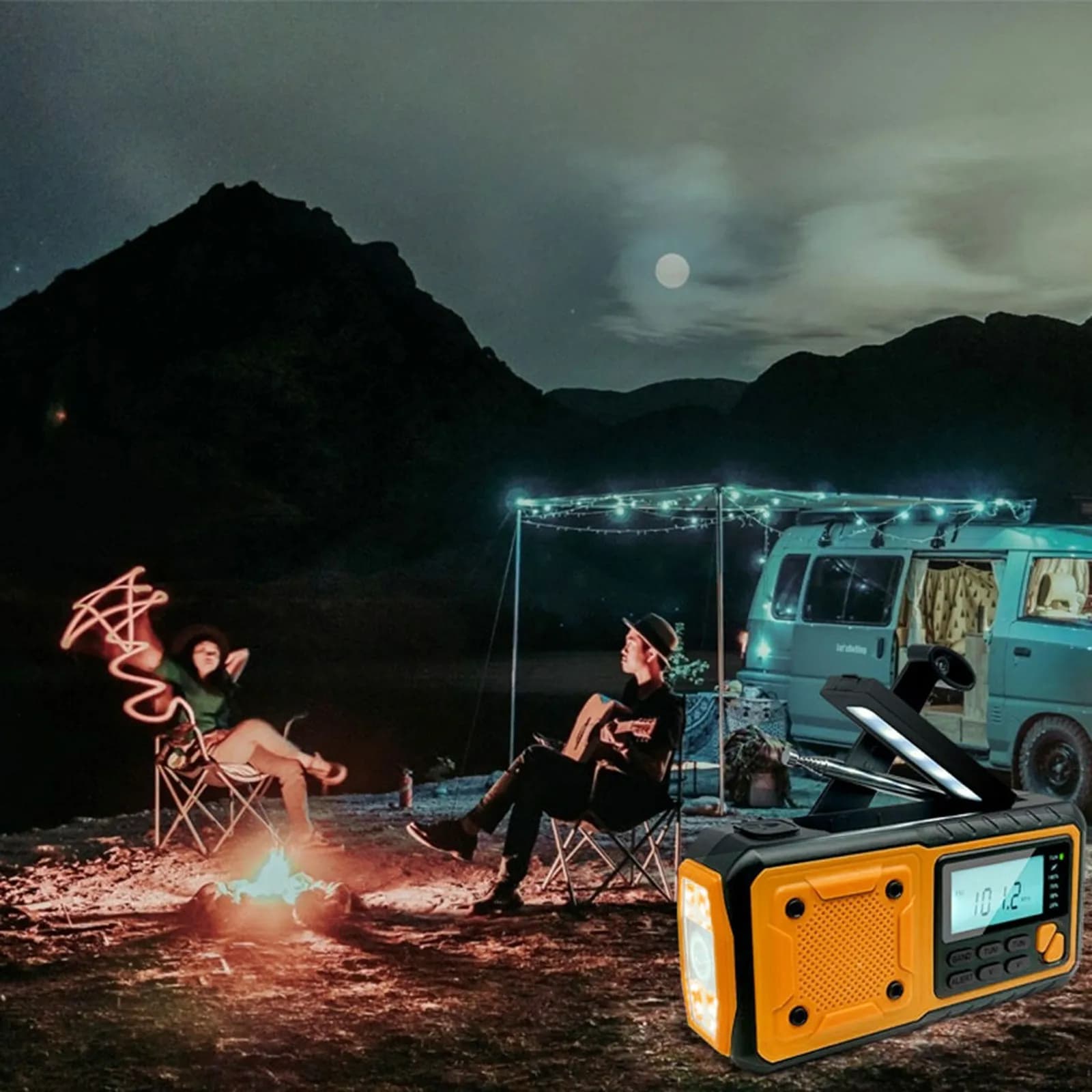 LOTOTG Portable d'urgence énergie solaire Radio manivelle charge AM/FM météo Radio Led lecture lampe