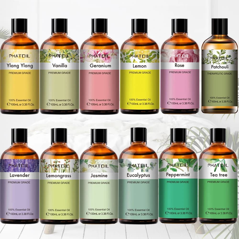 100ML lavande Pure naturel Rose huiles essentielles humidificateur diffuseur vanille menthe poivrée 