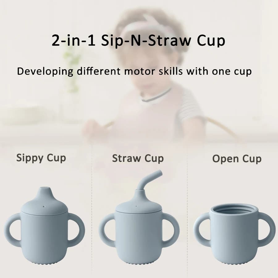 Tasse de paille en Silicone pour bébé, 1 pièce, deux couvercles, sans BPA, stockage Portable, conten