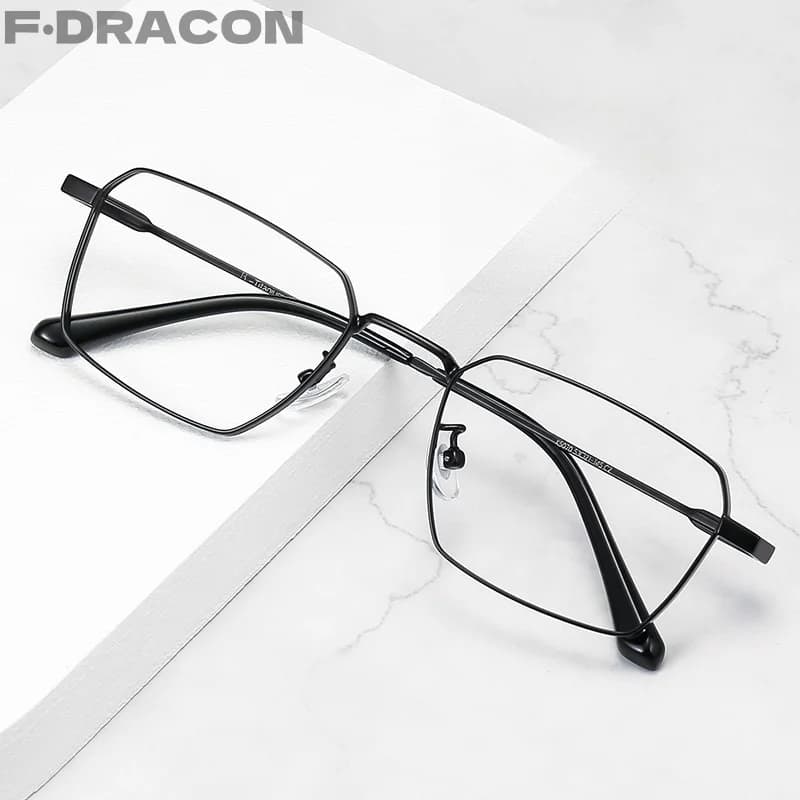 Monture de lunettes en titane pour hommes, grand visage, Ultra légère, polygonale, Prescription opti