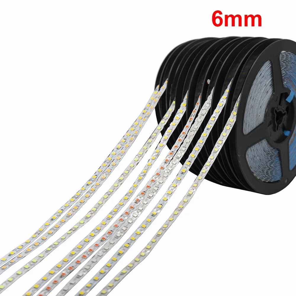 Bande lumineuse Led SMD2835, 5V, 12V, 6mm, 120 diodes/m, pour bricolage, signe néon, barre de Tube e