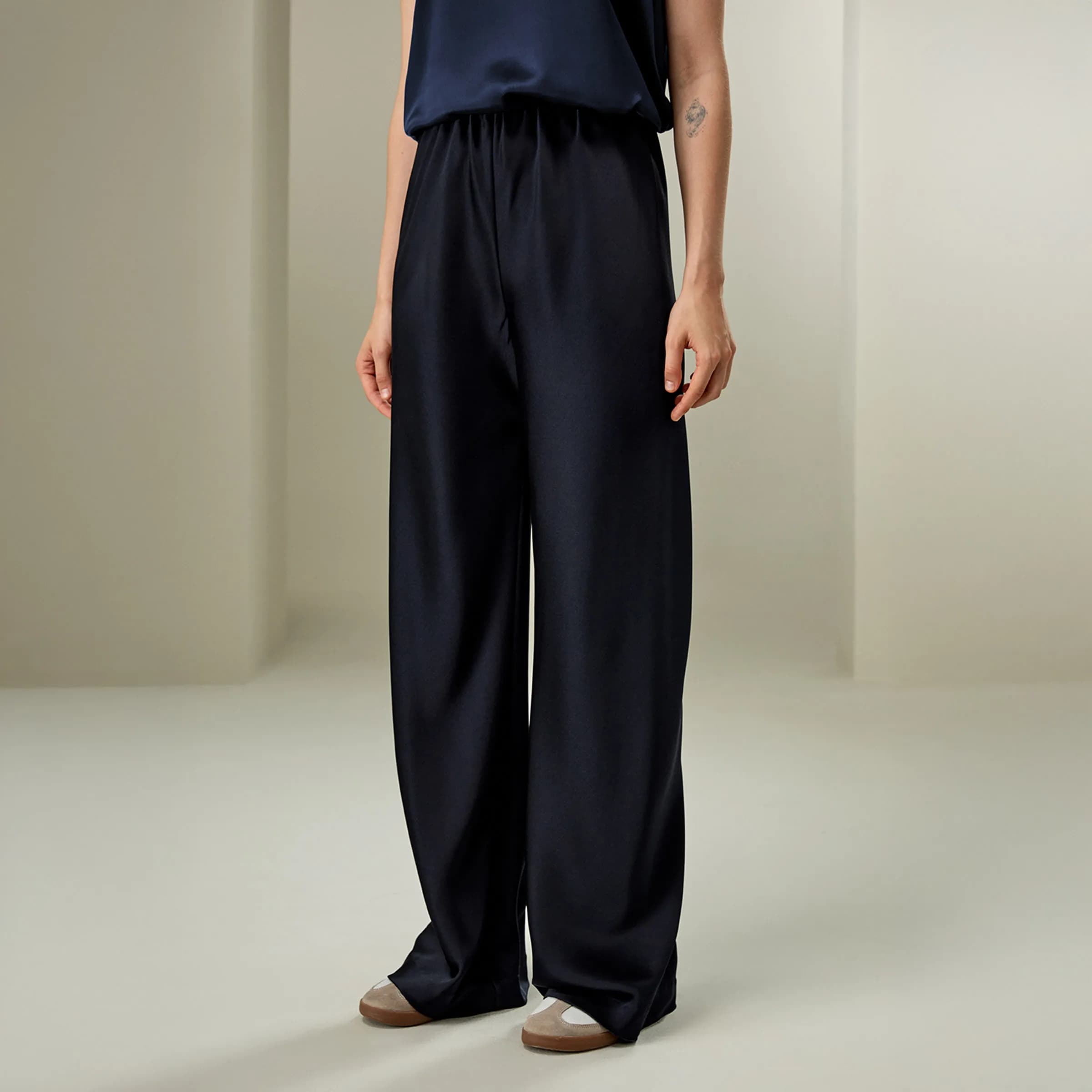 LILYSILK Pantalon en soie coupe biais pour femme - Style minimaliste - Coupe décontractée pour plusi