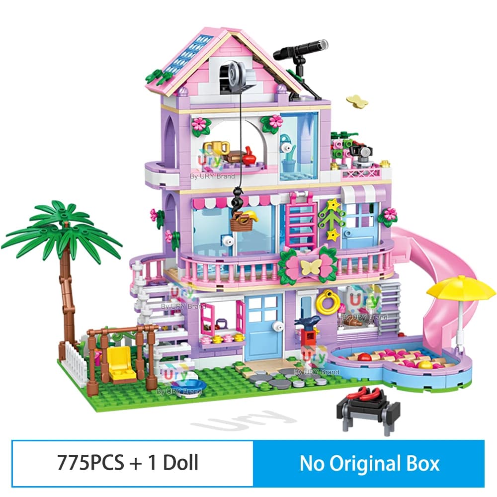 Ensemble de blocs de construction MOC Friends City House Summer Holiday Slide Pool Villa Apartment, 