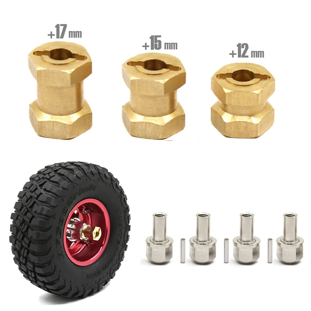 Adaptateur de roue hexagonale élargie d'essieu 12mm/15mm/17mm, 4 pièces, pour voiture sur chenilles 