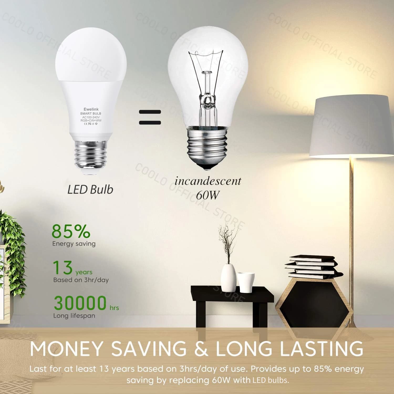Ewelink-Ampoules LED intelligentes E26, Ampoules LED, Wifi, RGB, CW, WW, 15W, 18W, Alexa, Google, Sm