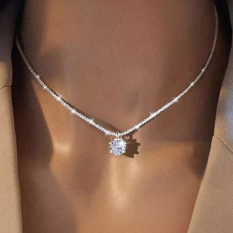 LOUTF 1CT Collier pendentif blanc en diamant Moissanite étincelant de luxe pour femmes, en argent st