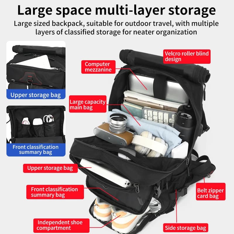 Sac à dos de voyage pour homme, sac à dos décontracté pour homme pour voyage, grand sac à dos de voy