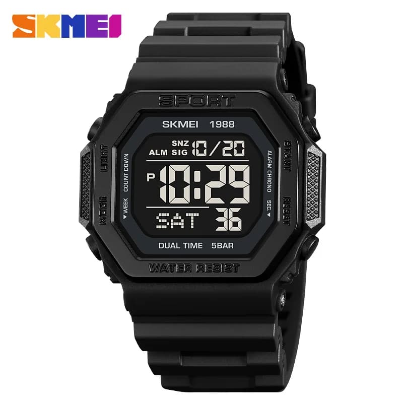 SKMEI 1988 montre de sport numérique pour hommes LED affichage militaire compte à rebours montres ét