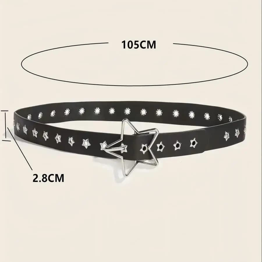 Ceinture décorative à boucle étoile de style punk avec plusieurs trous, petits yeux en forme d'étoil