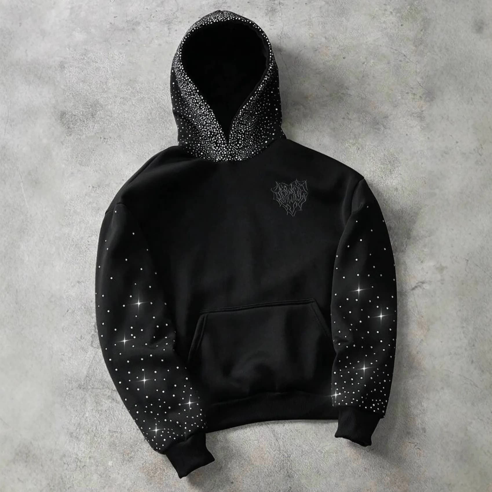 Pull tendance unisexe avec broderie d'amour, motif tridimensionnel et lettres imprimées en strass, s