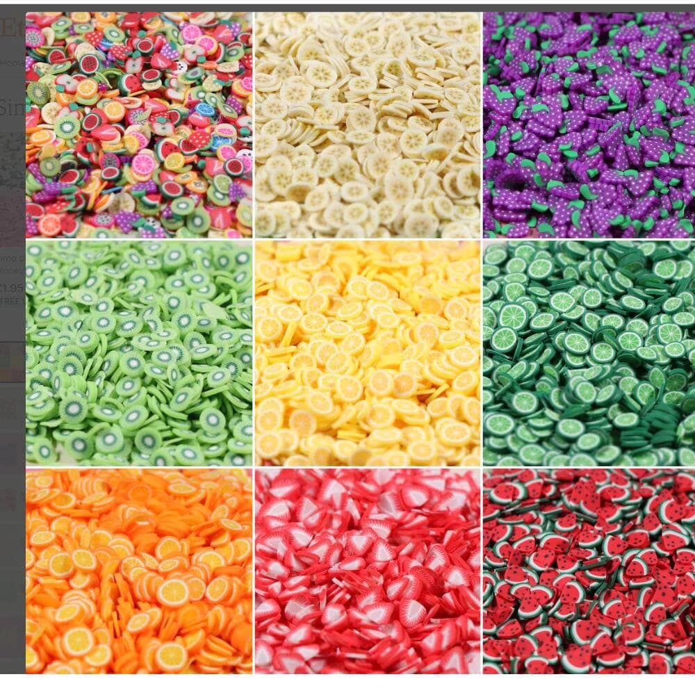 1000pc-240Pc tranches de fruits pour ongles, argile polymère 3D tranches de fruits autocollant tranc