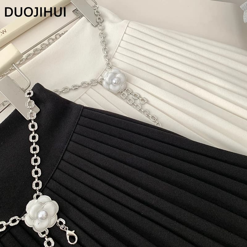 DUOJIHUI-Mini Jupe Trapèze Abricot pour Femme, Élégante, Décontractée, Chic, Simple, Mode Hiver, 3 C