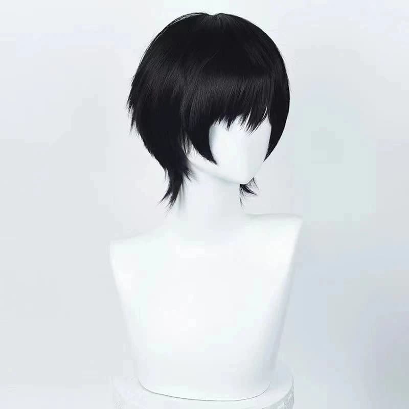 Perruque de Cosplay Anime Yoshida Hirofumi, perruque courte noire de 35cm, cheveux synthétiques rési