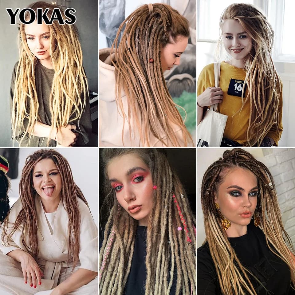Extensions de Dreadlock synthétiques au Crochet faites à la main, 24 36 pouces, tresses au Crochet p