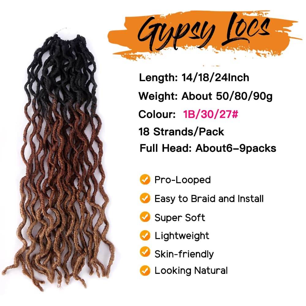 Déesse Faux Locs Crochet cheveux doux bouclés Dreadlocks Extensions de cheveux synthétique tressage 